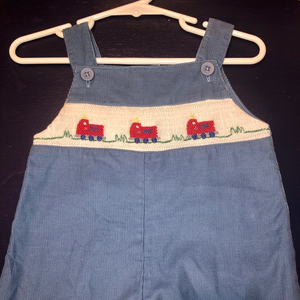 Boys Smocked Firetruck Jon Jon 0-3T